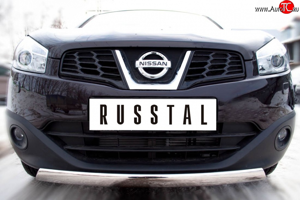 11 499 р. Защита переднего бампера (Ø75х42 мм, нержавейка) Russtal Nissan Qashqai +2 1 J10 дорестайлинг (2008-2010)  с доставкой в г. Чебоксары