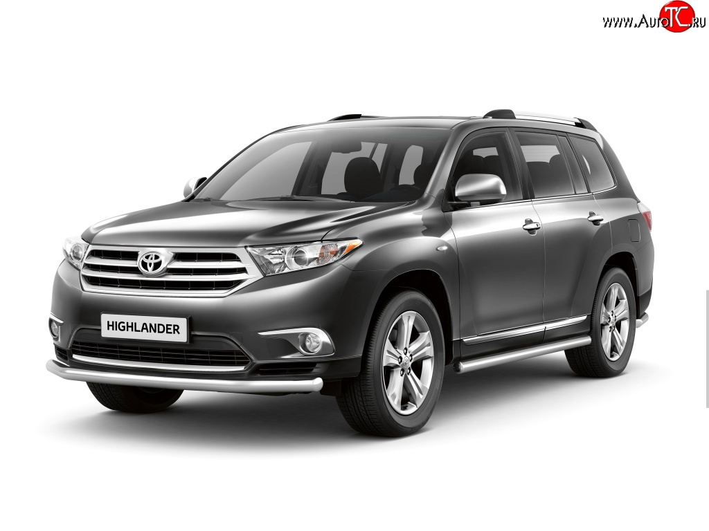 4 899 р. Одинарная защита переднего бампера Petroil Tuning диаметром 63 мм Toyota Highlander XU40 рестайлинг (2010-2013)  с доставкой в г. Чебоксары