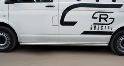 12 749 р. Левая защита порога SLITKOFF из круглой трубы диаметром 63 мм с заглушкой  Volkswagen Transporter  T5 (2003-2009) дорестайлинг  с доставкой в г. Чебоксары. Увеличить фотографию 3