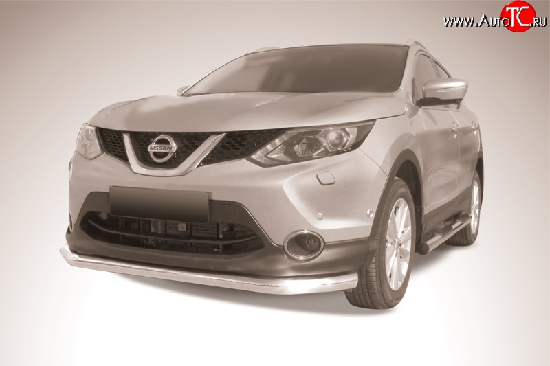 13 749 р. Одинарная защита переднего бампера из трубы диаметром 76 мм Slitkoff  Nissan Qashqai  2 (2013-2019) J11 дорестайлинг (Нержавейка, Полированная)  с доставкой в г. Чебоксары