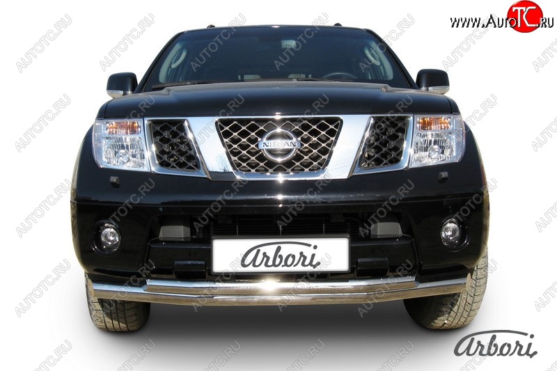 15 749 р. Защита переднего бампера Arbori (нержавейка, 2 трубы d76 и 57 mm) Nissan Pathfinder R51 рестайлинг (2009-2014)  с доставкой в г. Чебоксары