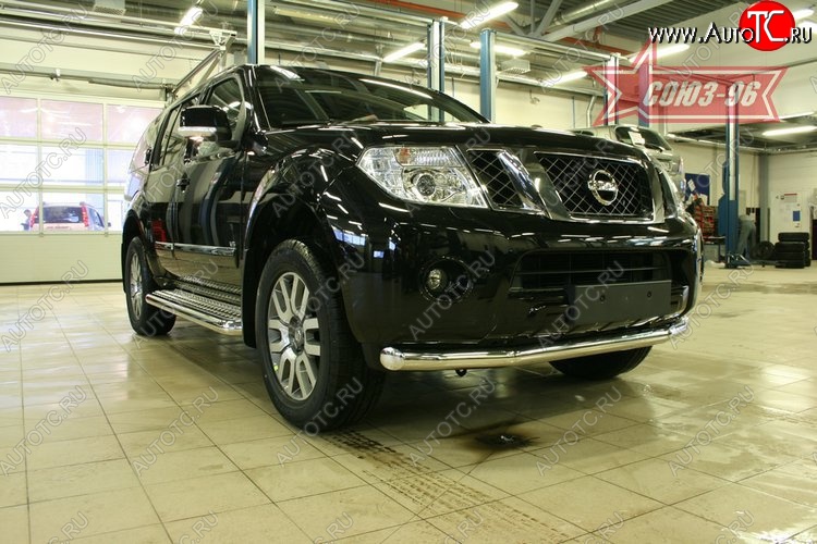 17 639 р. Защита переднего бампера одинарная Souz-96 (d76) Nissan Pathfinder R51 рестайлинг (2009-2014)  с доставкой в г. Чебоксары