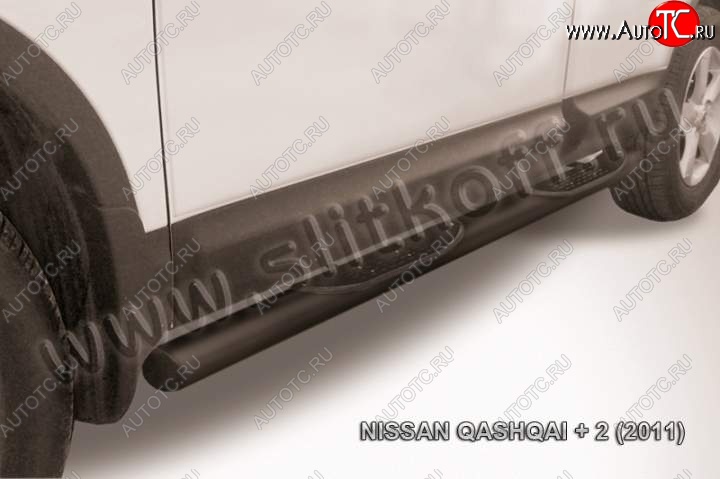 11 649 р. Защита порогов Slitkoff  Nissan Qashqai +2  1 (2010-2014) J10 рестайлинг (Цвет: серебристый)  с доставкой в г. Чебоксары