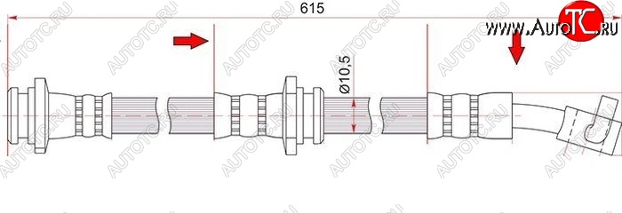 629 р. Тормозной шланг SAT (передний, левый) Nissan Tiida 1 хэтчбэк C11 дорестайлинг, Япония (2004-2007)  с доставкой в г. Чебоксары