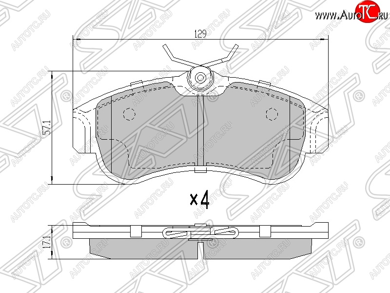859 р. Колодки тормозные SAT (передние) Nissan Almera N15 седан дорестайлинг (1995-1998)  с доставкой в г. Чебоксары