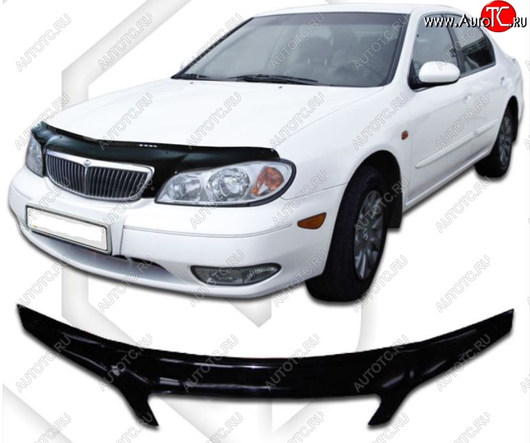 2 559 р. Дефлектор капота CA-Plastiс exclusive Nissan Cefiro A33 (1998-2003) (Classic черный, Без надписи)  с доставкой в г. Чебоксары