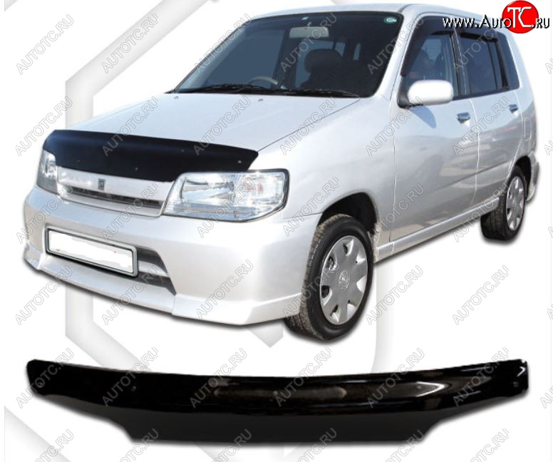 2 199 р. Дефлектор капота CA-Plastic Nissan Cube 1 (1998-2002) (Classic черный, Без надписи)  с доставкой в г. Чебоксары