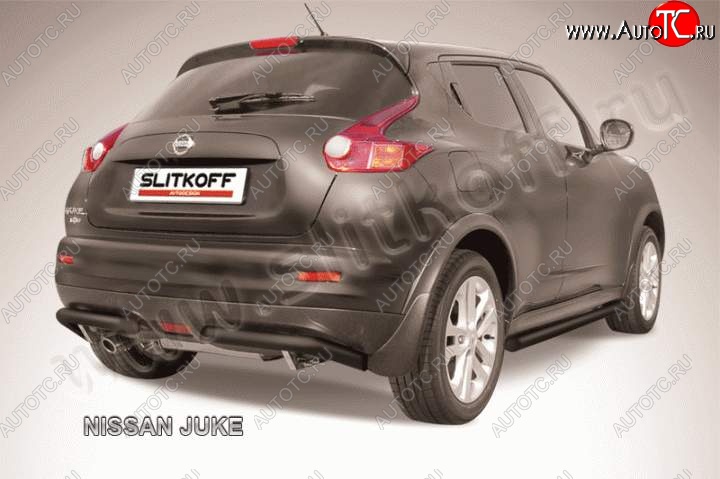 7 499 р. Защита заднего бампера из труб d57 Slitkoff (уголки, 57, 2WD)  Nissan Juke  1 YF15 (2010-2020) дорестайлинг, рестайлинг (Цвет: серебристый)  с доставкой в г. Чебоксары