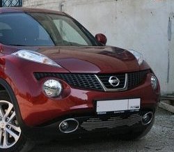Декоративная вставка воздухозаборника Souz-96 нержавеющая сталь Nissan Juke  1 YF15 (2010-2014) дорестайлинг (Хром 16 мм)