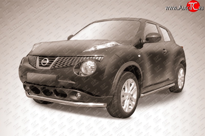 11 499 р. Одинарная защита переднего бампера из трубы диаметром 57 мм Slitkoff  Nissan Juke  1 YF15 (2010-2014) дорестайлинг (2WD)  с доставкой в г. Чебоксары