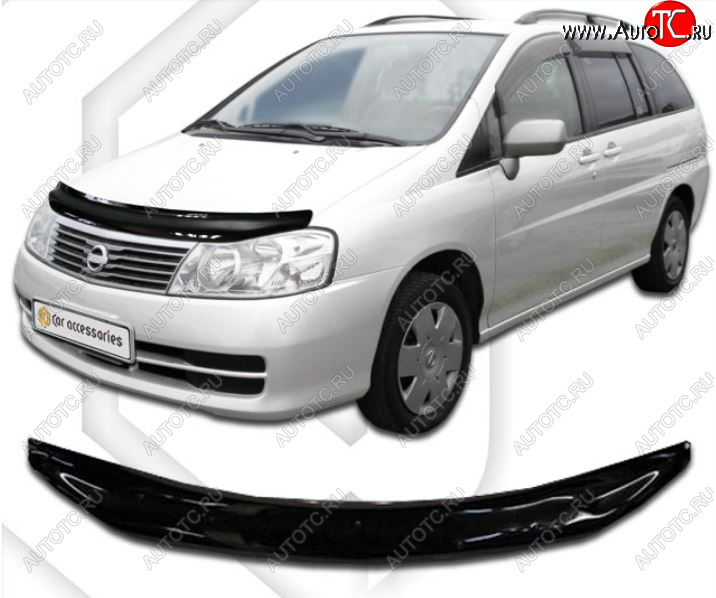 2 159 р. Дефлектор капота CA-Plastiс Nissan Liberty рестайлинг (2001-2004) (Classic черный, Без надписи )  с доставкой в г. Чебоксары