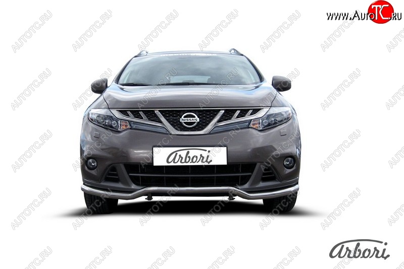 15 299 р. Защита переднего бампера Arbori (волна, нержавейка, 1 труба d57 mm). Nissan Murano 2 Z51 рестайлинг (2010-2016)  с доставкой в г. Чебоксары