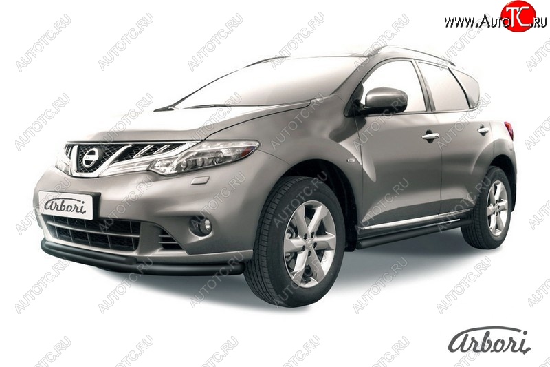7 649 р. Защита переднего бампера Arbori (черная, 1 труба d57 mm). Nissan Murano 2 Z51 рестайлинг (2010-2016)  с доставкой в г. Чебоксары