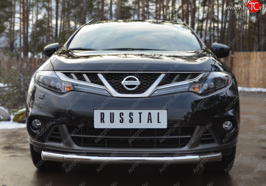 15 549 р. Защита переднего бампера (Ø76 мм, нержавейка) SLITKOFF Nissan Murano 2 Z51 рестайлинг (2010-2016)  с доставкой в г. Чебоксары