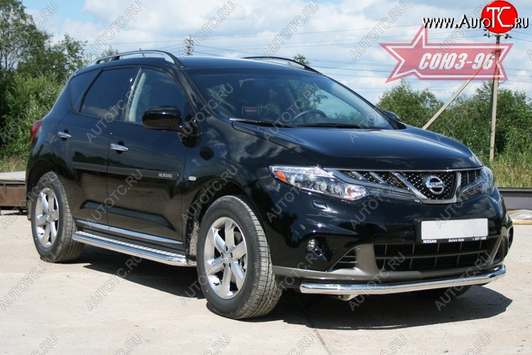 13 859 р. Защита переднего бампера одинарная Souz-96 (d60). Nissan Murano 2 Z51 рестайлинг (2010-2016)  с доставкой в г. Чебоксары