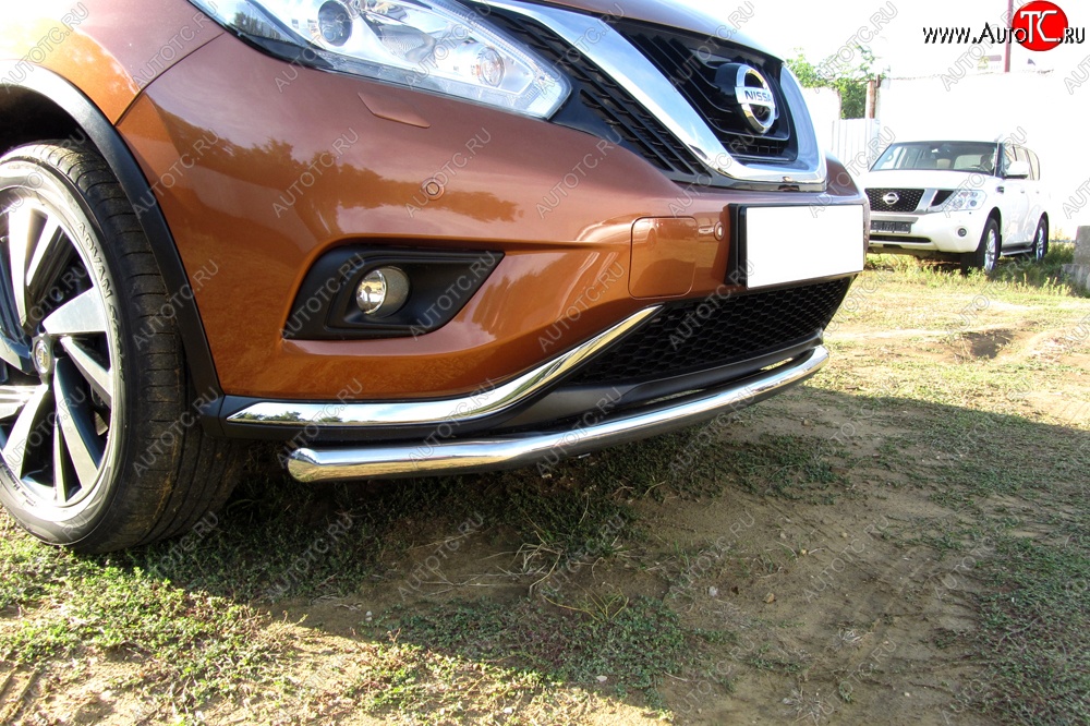 14 449 р. Одинарная защита переднего бампера диаметром 57 мм Slitkoff  Nissan Murano  3 Z52 (2015-2022) дорестайлинг (Нержавейка, Полированная)  с доставкой в г. Чебоксары