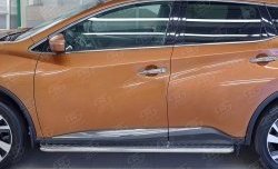 24 649 р. Порожки для ног (Ø42) SLITKOFF Nissan Murano 3 Z52 рестайлинг (2020-2025) (лист - алюминий, профиль - нержавейка)  с доставкой в г. Чебоксары. Увеличить фотографию 2