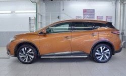 24 649 р. Порожки для ног (Ø42) SLITKOFF Nissan Murano 3 Z52 рестайлинг (2020-2025) (лист - алюминий, профиль - нержавейка)  с доставкой в г. Чебоксары. Увеличить фотографию 3
