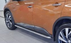 24 649 р. Порожки для ног (Ø42) SLITKOFF Nissan Murano 3 Z52 рестайлинг (2020-2025) (лист - алюминий, профиль - нержавейка)  с доставкой в г. Чебоксары. Увеличить фотографию 4