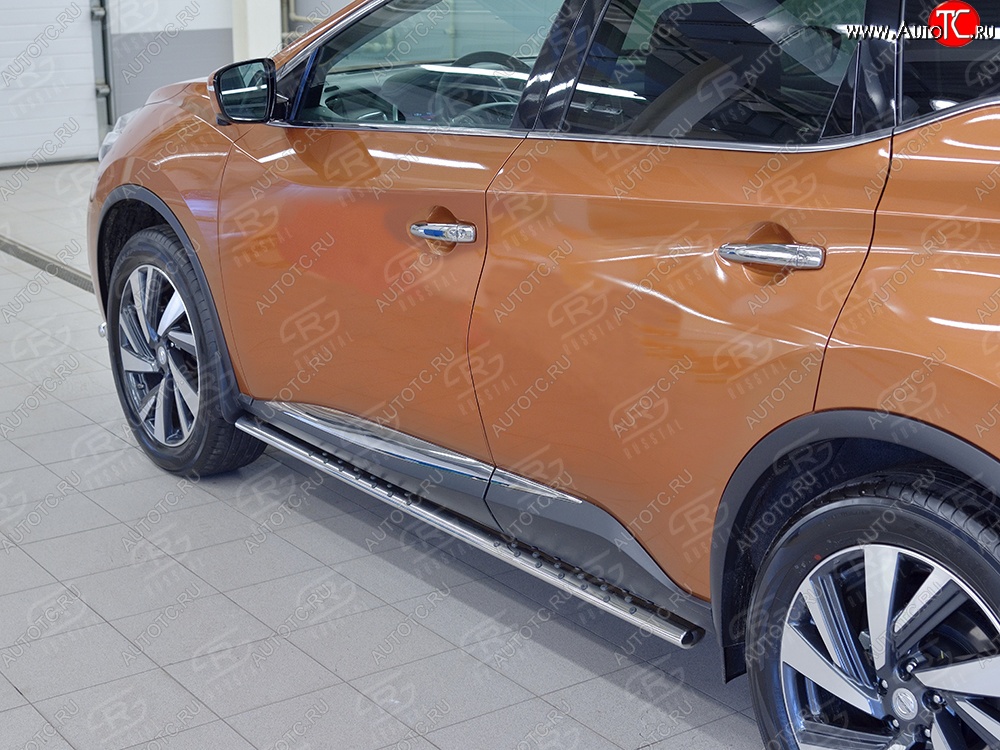 16 649 р. Защита порогов из овальной трубы диаметром 75x42 мм с проступью Russtal Nissan Murano 3 Z52 рестайлинг (2020-2025)  с доставкой в г. Чебоксары