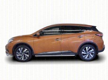 22 999 р. Широкая защита порогов с трубой диаметром 42 мм SLITKOFF v2 Nissan Murano 3 Z52 рестайлинг (2020-2025)  с доставкой в г. Чебоксары. Увеличить фотографию 2