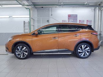 22 999 р. Широкая защита порогов с трубой диаметром 42 мм SLITKOFF v2 Nissan Murano 3 Z52 рестайлинг (2020-2025)  с доставкой в г. Чебоксары. Увеличить фотографию 3