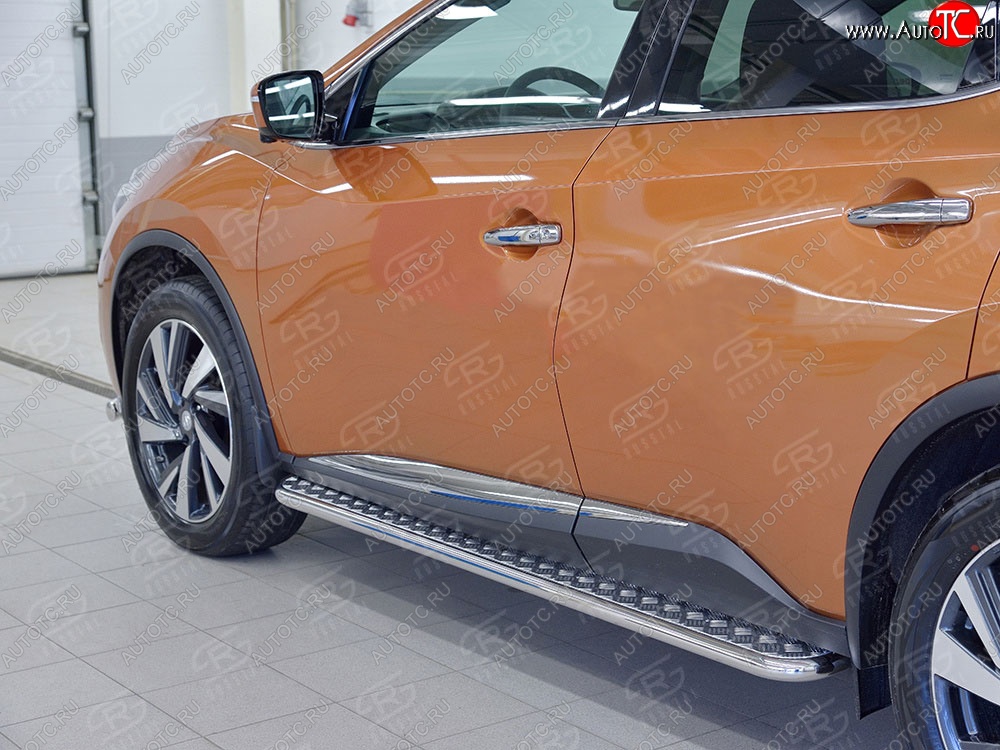 22 999 р. Широкая защита порогов с трубой диаметром 42 мм SLITKOFF v2 Nissan Murano 3 Z52 рестайлинг (2020-2025)  с доставкой в г. Чебоксары