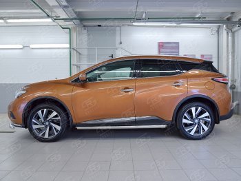 18 799 р. Защита порогов из круглой трубы диаметром 63 мм SLITKOFF v2 Nissan Murano 3 Z52 рестайлинг (2020-2025)  с доставкой в г. Чебоксары. Увеличить фотографию 2