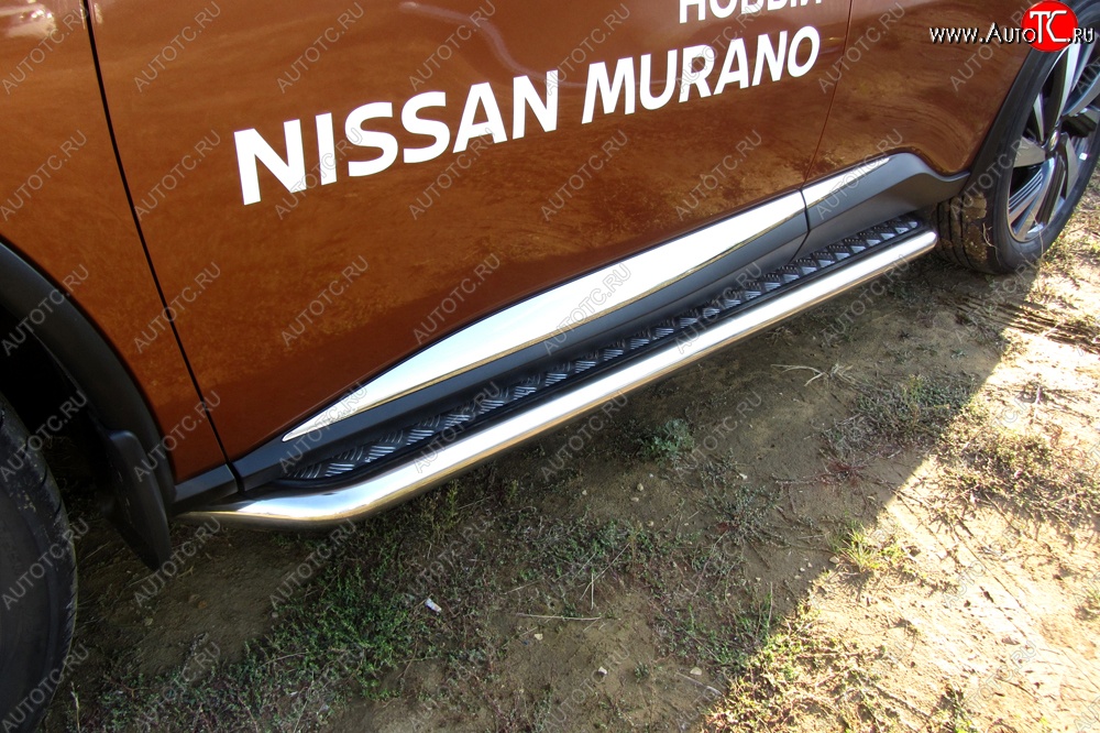 17 999 р. Широкая защита порогов с трубой диаметром d57 Slitkoff Nissan Murano 3 Z52 рестайлинг (2020-2025)  с доставкой в г. Чебоксары
