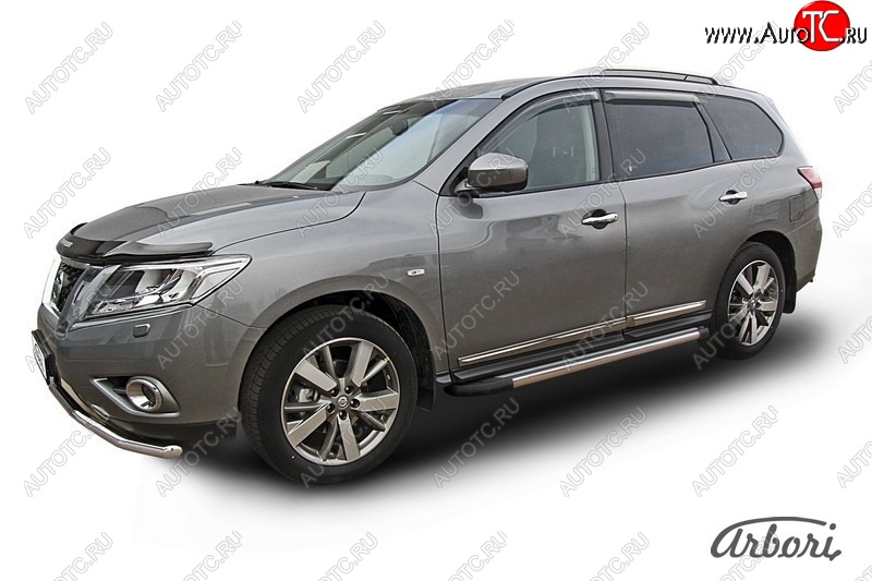 12 509 р. Порожки для ног Arbori Luxe Black  Nissan Pathfinder  R52 (2012-2017) дорестайлинг  с доставкой в г. Чебоксары