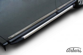 Порожки для ног Arbori Luxe Silver Nissan Pathfinder  R52 (2012-2017) дорестайлинг