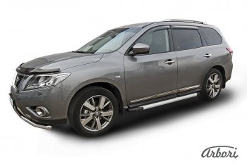 Порожки для ног Arbori Optima Silver Nissan Pathfinder  R52 (2012-2017) дорестайлинг