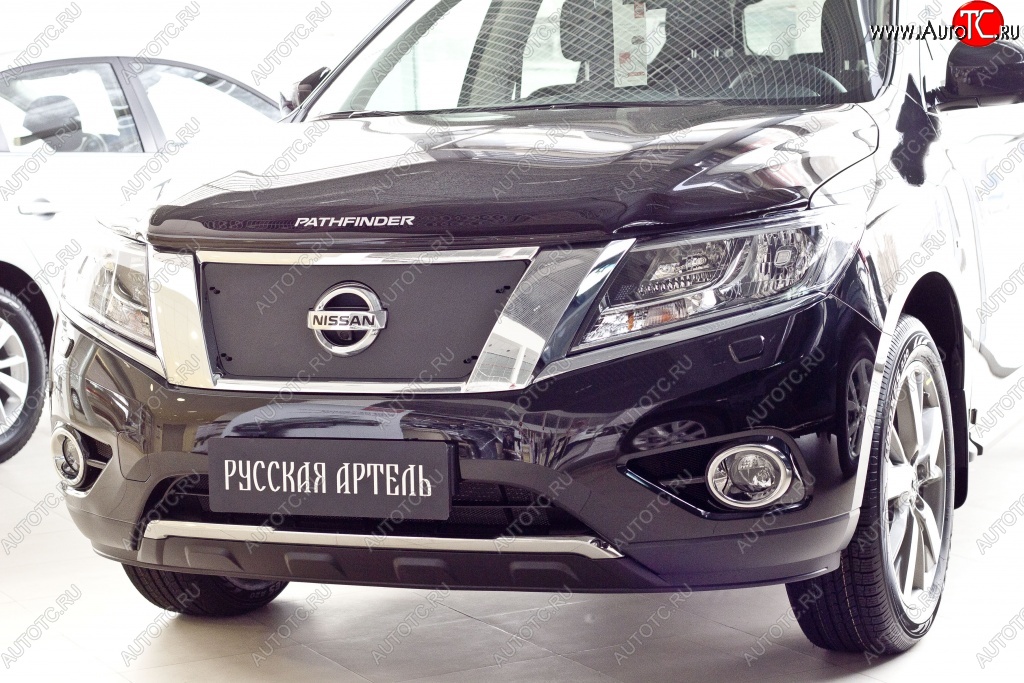 1 369 р. Зимняя заглушка решетки переднего бампера РА  Nissan Pathfinder  R52 (2012-2017) дорестайлинг  с доставкой в г. Чебоксары