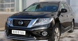 14 499 р. Защита переднего бампера (2 трубыØ63 и 42 мм, нержавейка) SLITKOFF  Nissan Pathfinder  R52 (2012-2017) дорестайлинг  с доставкой в г. Чебоксары. Увеличить фотографию 2