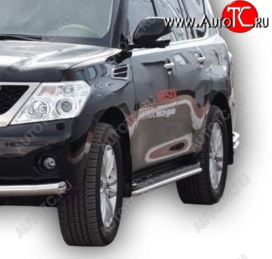 24 499 р. Защита порогов ТехноСфера (Техно Сфера) (нержавейка, d40 mm)  Nissan Patrol  6 (2010-2014) Y62 дорестайлинг  с доставкой в г. Чебоксары
