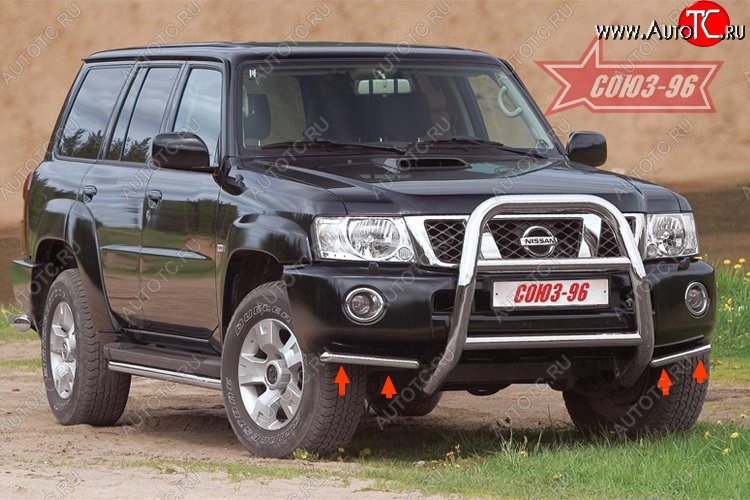 6 929 р. Декоративные элементы Souz-96 на передний бампер (d42)  Nissan Patrol  5 (2004-2010) Y61 2-ой рестайлинг  с доставкой в г. Чебоксары