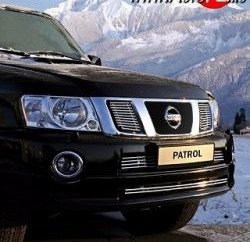 Декоративные вставки решетки радиатора Souz-96 (2 элемента) Nissan Patrol  6 (2010-2014) Y62 дорестайлинг