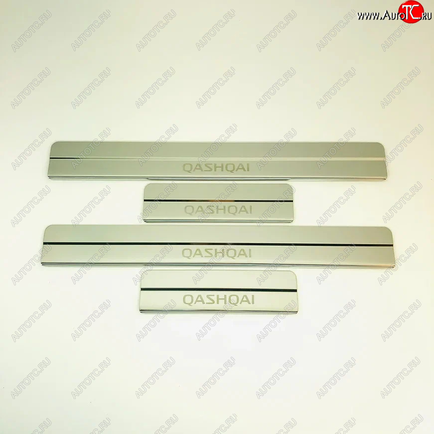 2 199 р. Накладки порожков салона INOX Nissan Qashqai +2 1 J10 дорестайлинг (2008-2010) (Нержавеющая сталь)  с доставкой в г. Чебоксары