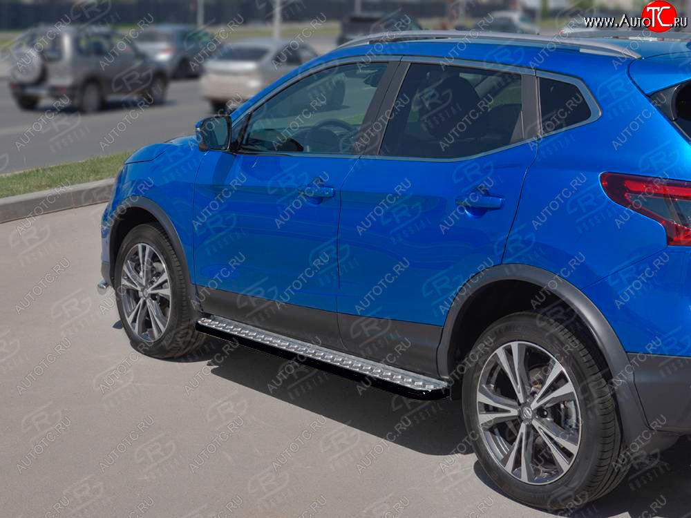 22 999 р. Порожки для ног SLITKOFF (Ø42 мм)  Nissan Qashqai  2 (2017-2022) J11 рестайлинг (Лист алюминиевый, труба - сталь окрашенная в черный цвет)  с доставкой в г. Чебоксары