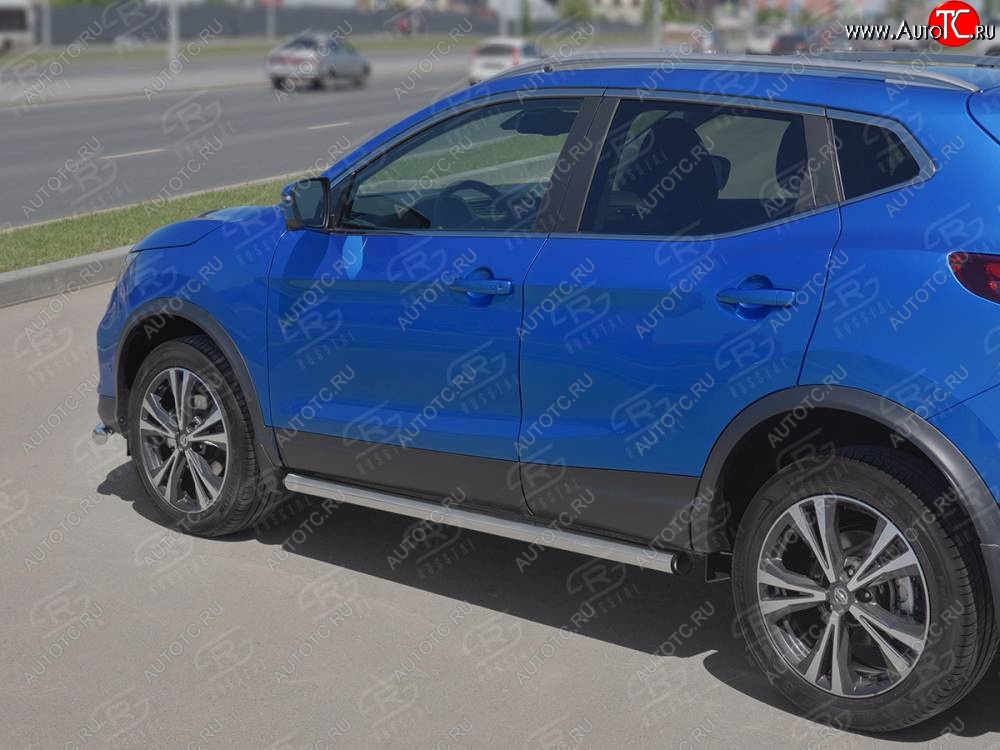 18 799 р. Защита порогов (Ø63 мм, нержавейка) SLITKOFF  Nissan Qashqai  2 (2017-2022) J11 рестайлинг (С пластиковыми заглушками на торцах)  с доставкой в г. Чебоксары