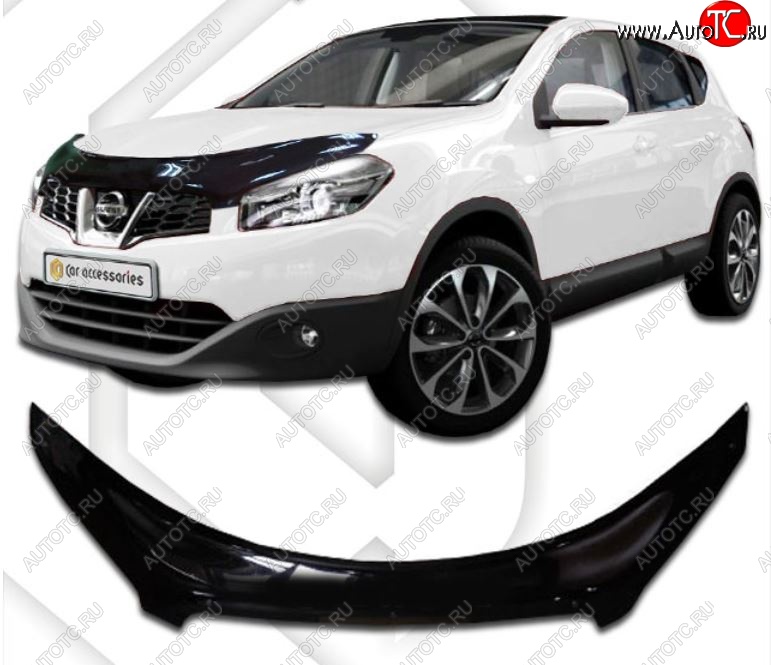 2 559 р. Дефлектор капота CA-Plastiс exclusive Nissan Qashqai +2 1 J10 дорестайлинг (2008-2010) (Classic черный, Без надписи)  с доставкой в г. Чебоксары