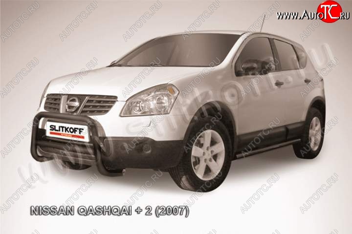 16 899 р. Кенгурятник d57 низкий Nissan Qashqai +2 1 J10 дорестайлинг (2008-2010) (Цвет: серебристый)  с доставкой в г. Чебоксары