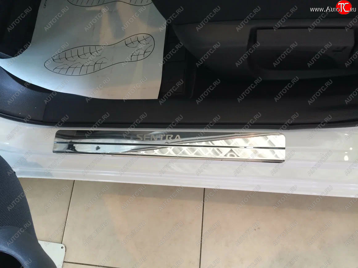 2 199 р. Накладки порожков салона INOX Nissan Sentra 7 B17 (2014-2017) (Нержавеющая сталь)  с доставкой в г. Чебоксары