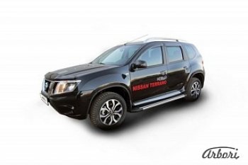 Порожки для ног Arbori Luxe Black Nissan Terrano  D10 (2013-2022) дорестайлинг, рестайлинг