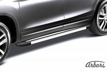Порожки для ног Arbori Luxe Silver Nissan Terrano  D10 (2013-2022) дорестайлинг, рестайлинг
