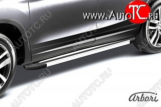 11 789 р. Порожки для ног Arbori Luxe Silver Nissan Terrano D10 рестайлинг (2016-2022)  с доставкой в г. Чебоксары