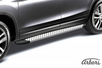 Порожки для ног Arbori Standart Silver Nissan Terrano  D10 (2013-2022) дорестайлинг, рестайлинг