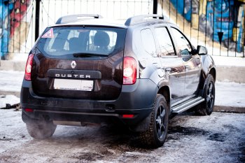 14 699 р. Порожки для ног из трубы Ø51 с алюминиевой площадкой Petroil Tuning Эстонец Nissan Terrano D10 рестайлинг (2016-2022) (Черный (Шагрень))  с доставкой в г. Чебоксары. Увеличить фотографию 5