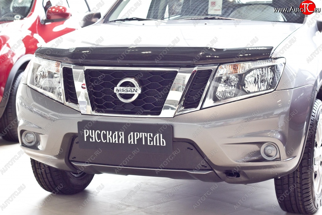 1 449 р. Зимняя заглушка решетки переднего бампера РА  Nissan Terrano  D10 (2013-2022) дорестайлинг, рестайлинг  с доставкой в г. Чебоксары