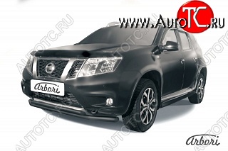 8 279 р. Защита переднего бампера Arbori (черная, 2 трубы d57 и 42 mm) Nissan Terrano D10 рестайлинг (2016-2022)  с доставкой в г. Чебоксары